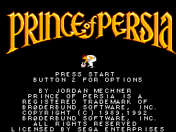 Prince of Persia (USA, Europe) Title Screen